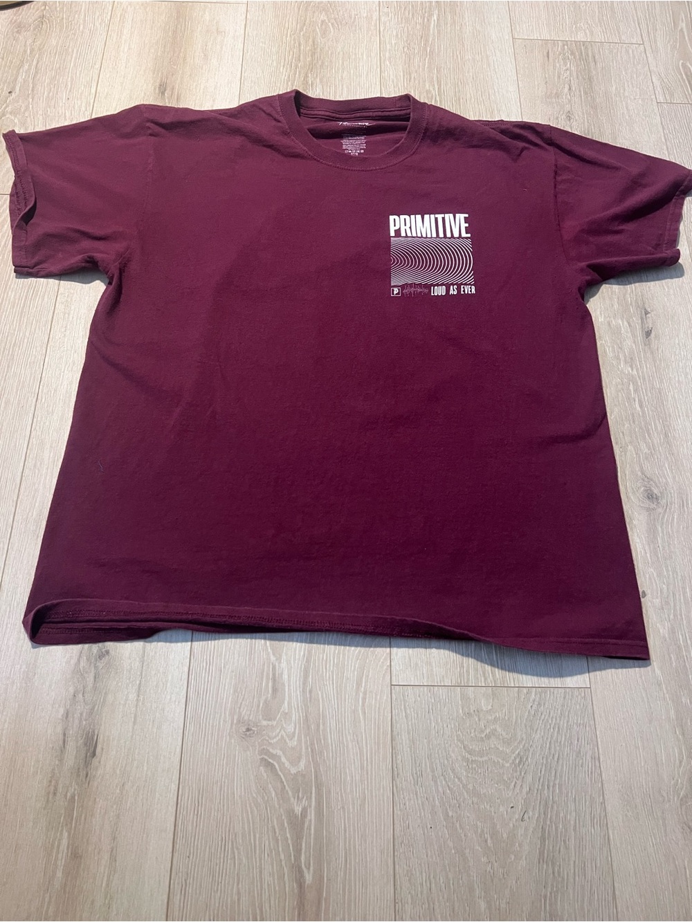 Primitive Maroon Short Sleeve Graphic Tee with White Logo